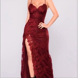 Fashion Nova Burgundy Lace Dress